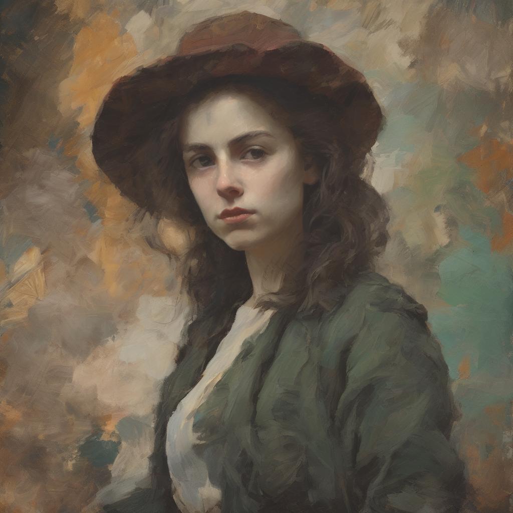 Μοντέρνα πορτρέτα της τέχνης, πίνακας ηλικιωμένης γυναίκας με καπέλο και εκφραστικό βλέμμα, δημιουργικό έργο σύγχρονης ζωγραφικής, καλλιτεχνικό έργο μεγάλα ονόματα της τέχνης, αριστουργηματική απεικόνιση, πρωτοποριακή ζωγραφική τεχνική.